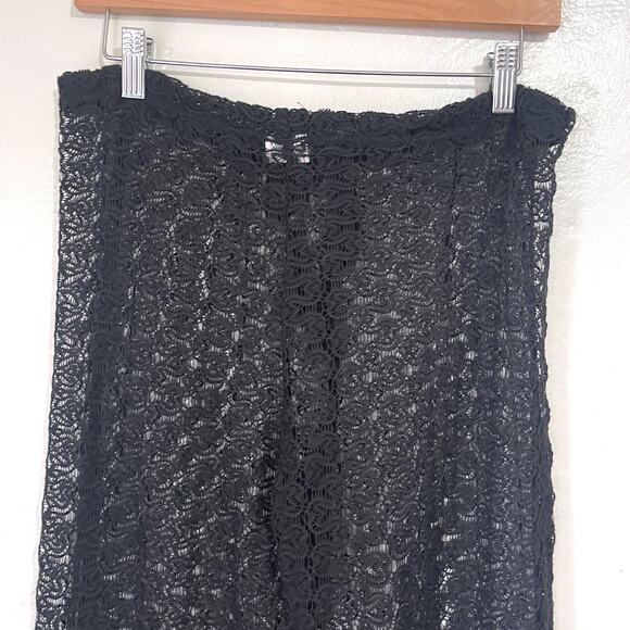 BECCA Lace Crochet See Through Split Leg Swim Cover Up Pants in Black Size M - Picture 5 of 13